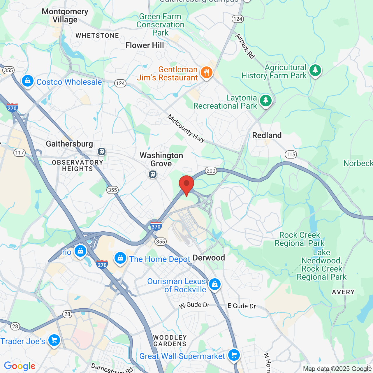 Google map image of our location in 16815 Crabbs Branch Way Rockville, MD